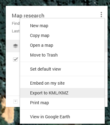 Export map to KML/KMZ on MyMaps