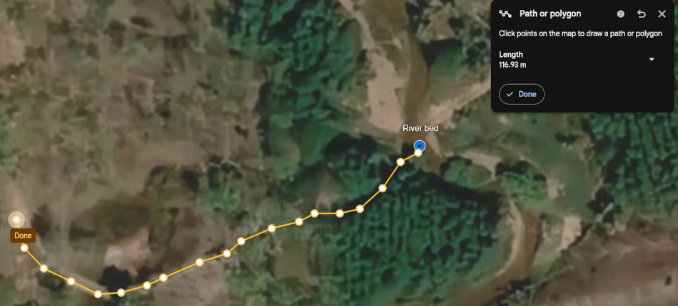 Created track on Google Earth