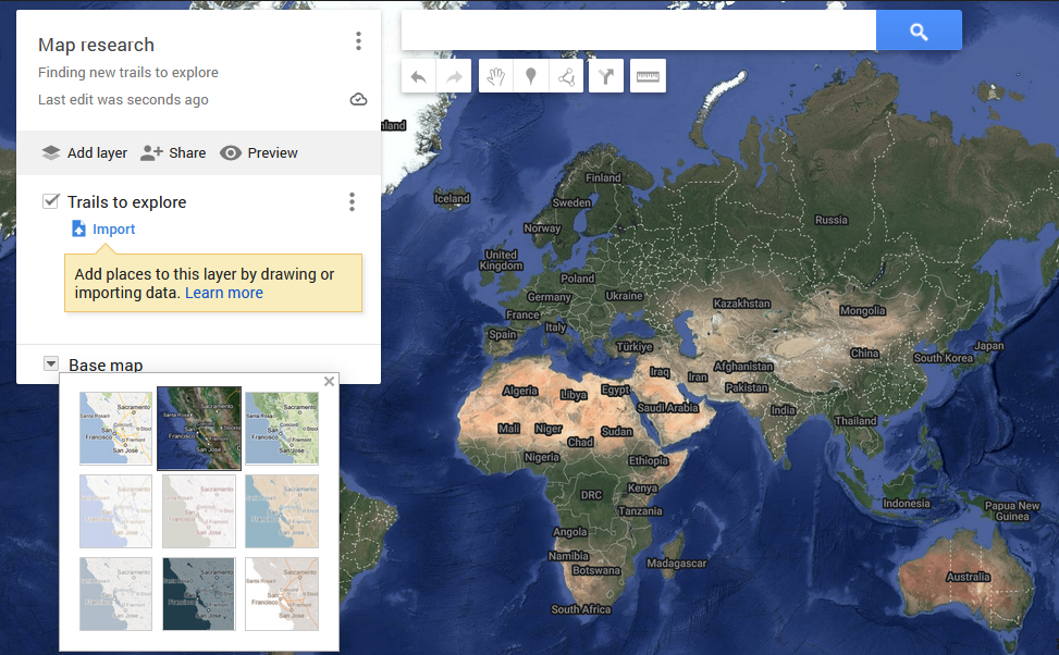 Activate satellite imagery on MyMaps
