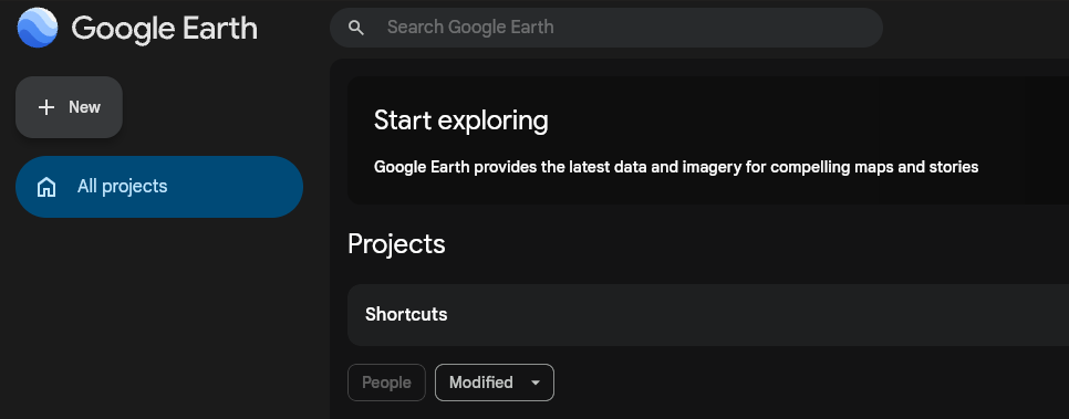 View existing projects on Google Earth