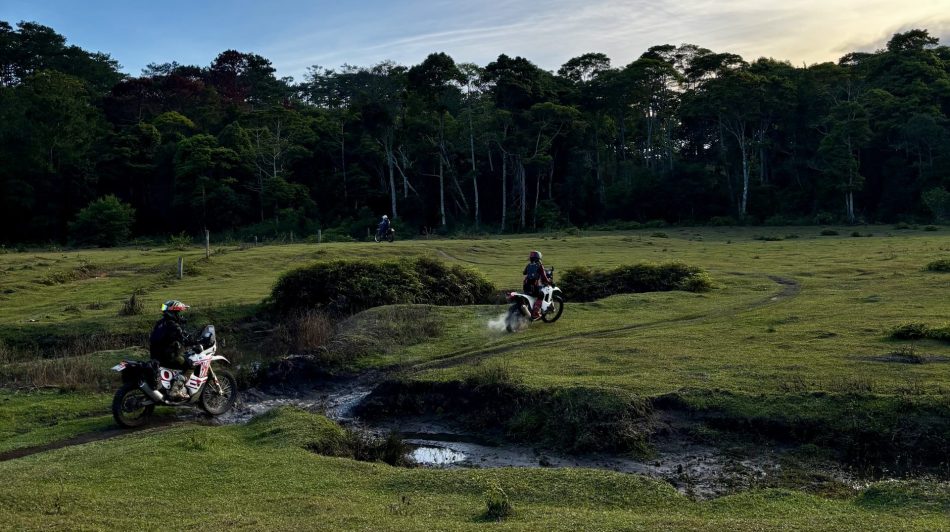 two adventure riders in nice scenery