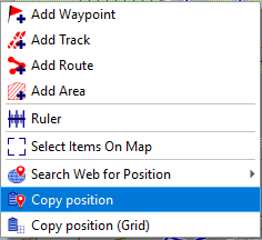 qmapshack can copy position from the context menu