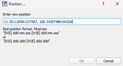 QMapShack complains about bad position format and it needs to be manually corrected