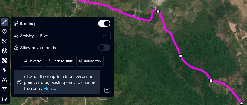 gpx.studio's routing option is a great feature for drawing gpx tracks