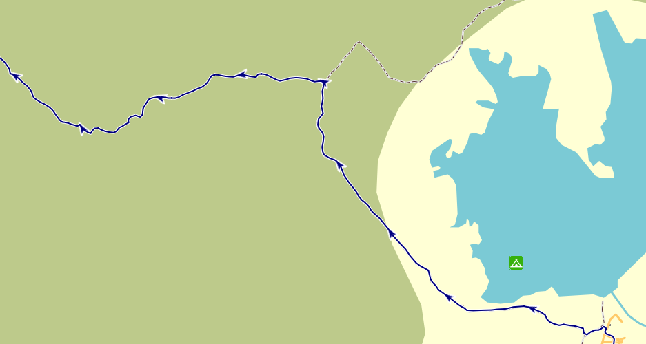 dark blue GPX track on map