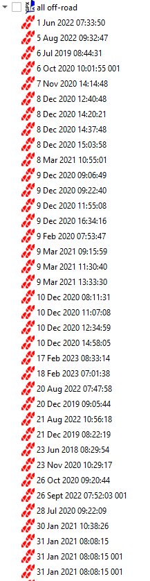 GPX track library of many individual tracks